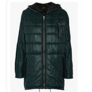 Maje Gissi Shell Puffer Coat - Forest Green